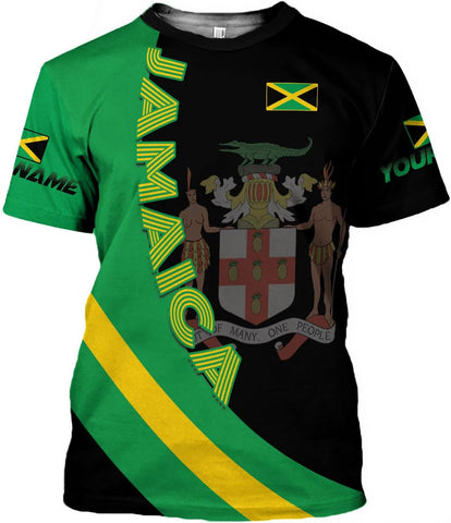 Ligthuy Personalized Jamaica Shirt 3D, Custom Jamaica Flag Lion Shirt for Men and Women, Jamaican Pride T-Shirt Unisex