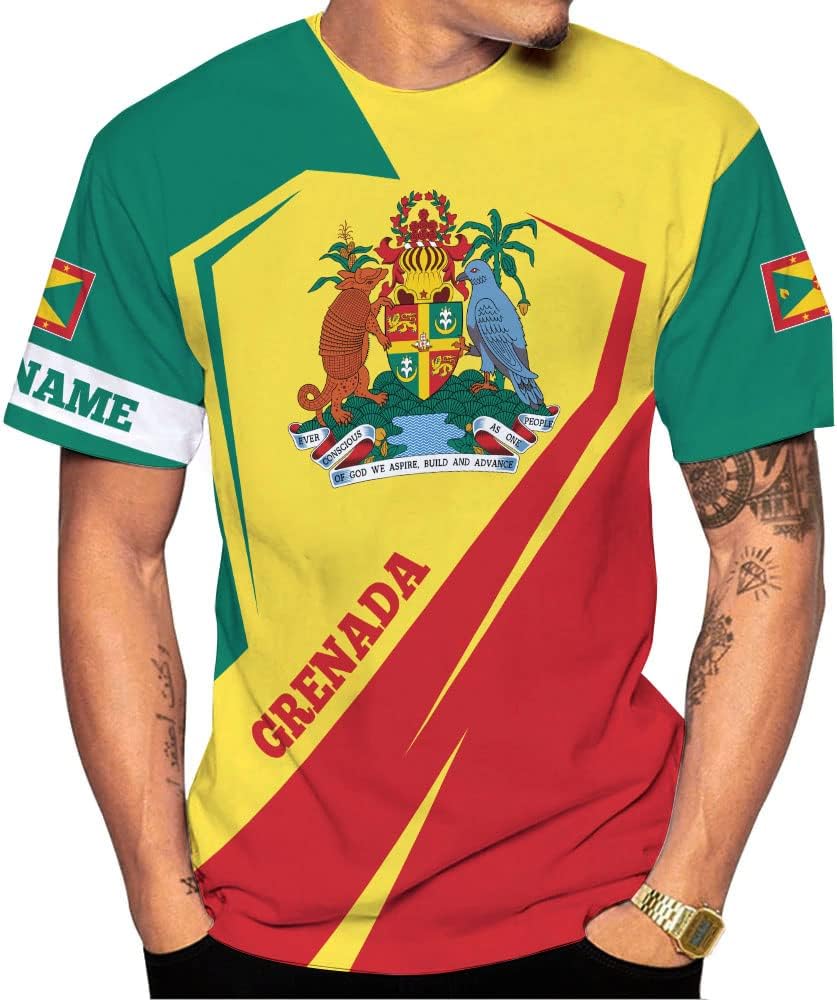 Podagree Personalized Grenada T-Shirt 3D, Proud Grenadan Tshirt, Grenada Flag Grenadian Pride Grenadian Heritage Shirt