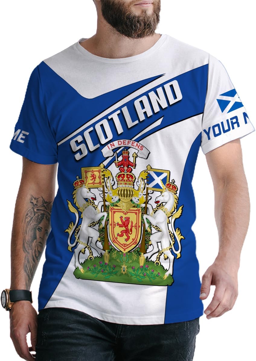 Mostefy Personalized Scotland Shirt 3D, Custom Name Scotland Tshirt, Scottish Shirts for Men and Women, Scottish Shirt S-5XL