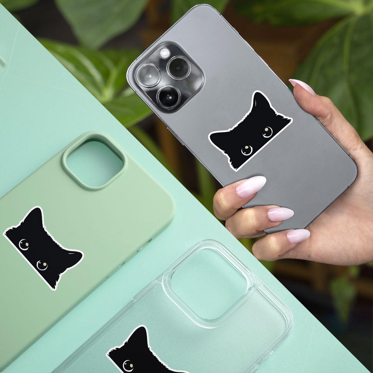 (3Pcs) Peeking Sneaky Cat Sticker, Cute Black Cat Sticker, Black Cat Car Decal, Cat Vinyl Sticker, Black Cat Meme Bumper Sticker - Stickers for Laptop Water Bottle Phone Car Window Helmet 3 Inches