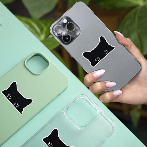(3Pcs) Peeking Sneaky Cat Sticker, Cute Black Cat Meme Sticker Car Decal Bumper Stickers, Kitty Vinyl Stickers - Stickers for Laptop Water Bottle Phone Car Window Helmet 3 Inches