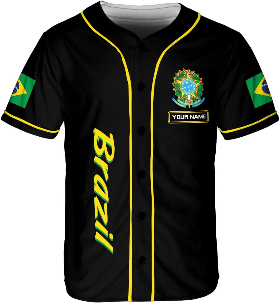 Mostprints Personalized Brazil Baseball Jersey Shirt 3D Brasil Brazilian Flag Bandera Bandeira Jersey Soccer for Men Women