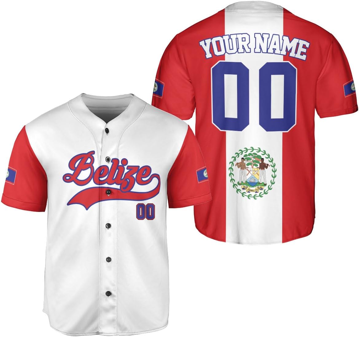 Personalized Belize Baseball Jersey Shirt, Belizean Flag Jersey, Belizean Pride Jersey for Men and Women