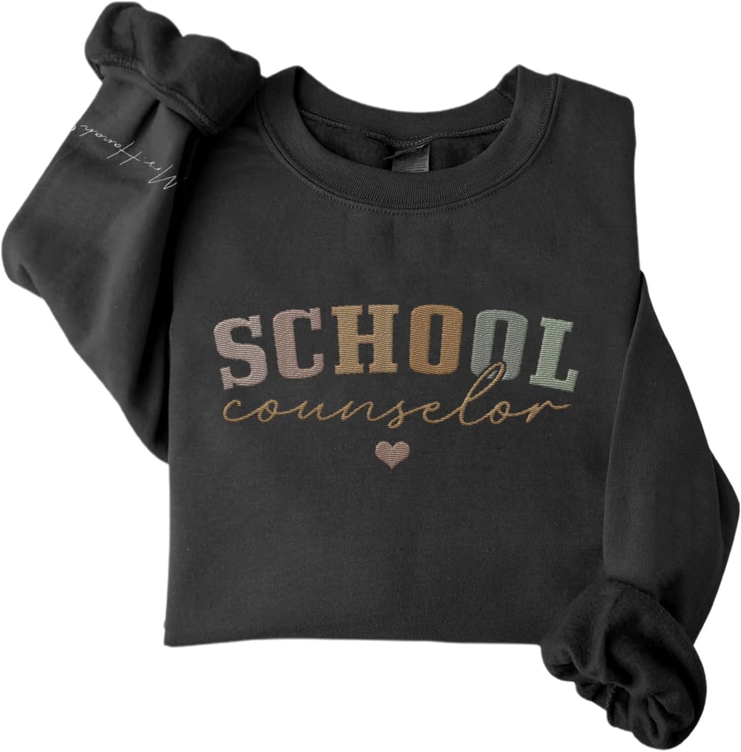 Custom Counselor Embroidered Sweatshirt Retro First Day of School Gift Her Historical Black Casual Long Sleeve Pullover Women
