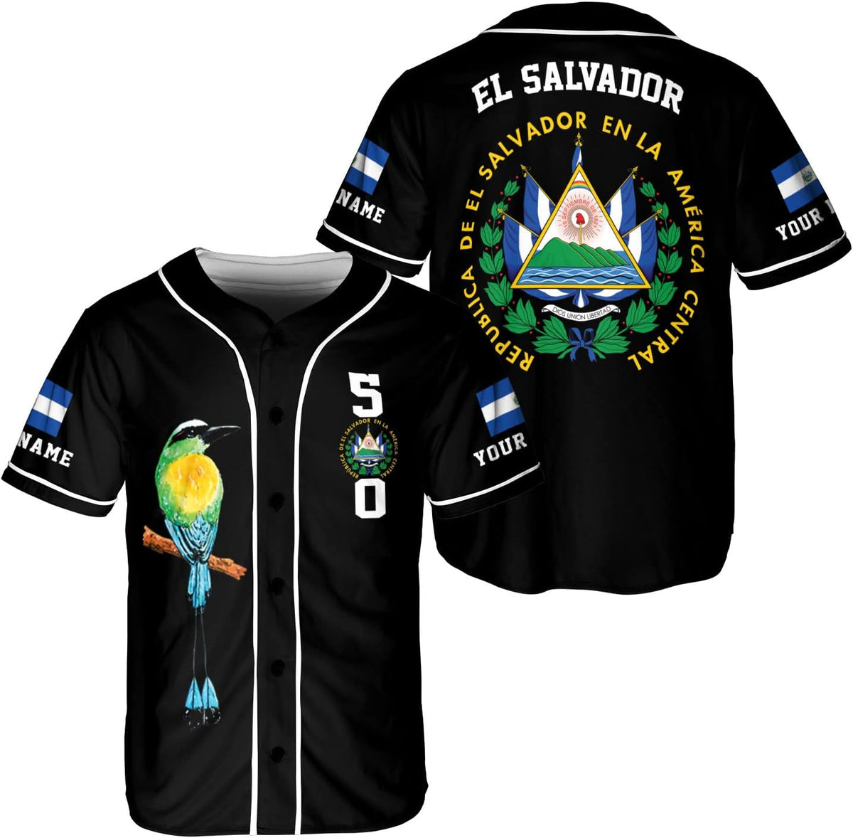 Leeprints Personalized Name El Salvador Baseball Jersey Shirt El Salvador Flag Shirt Salvadorans Pride El Salvadore��a