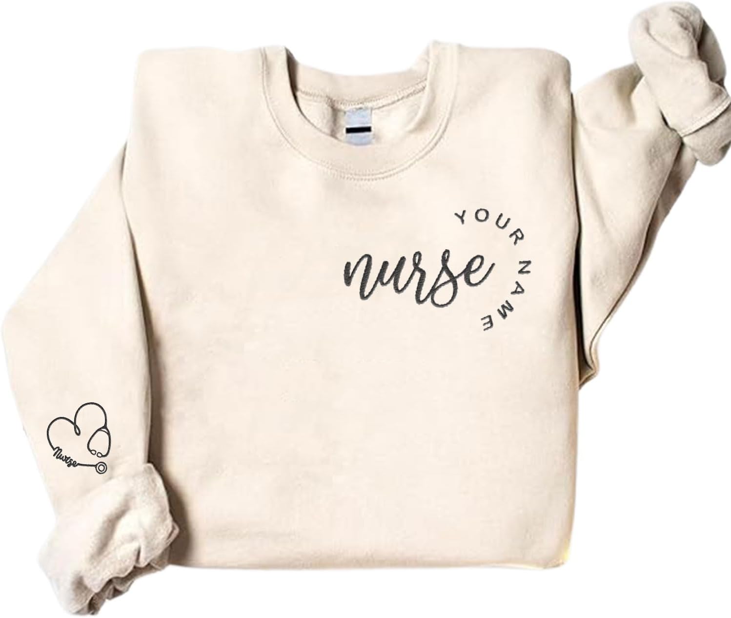 Suseaz Personalized Embroidered Nurse Sweatshirt, Custom Name Nurse Sweatshirt, Gift For Nurse, Women, Nursing School Shirt