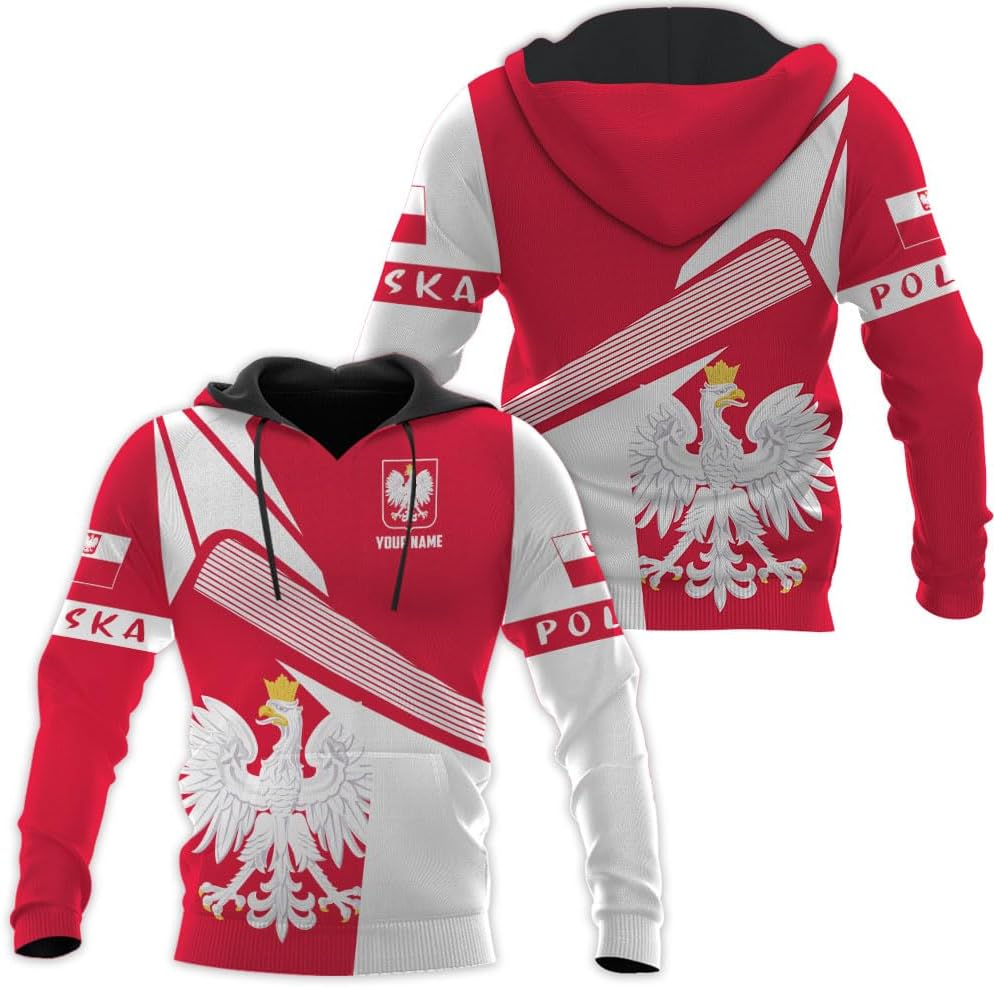 Vybonz Personalized Poland Hoodie Women & Men 3D, Poland Pride Shirt Polish Eagle