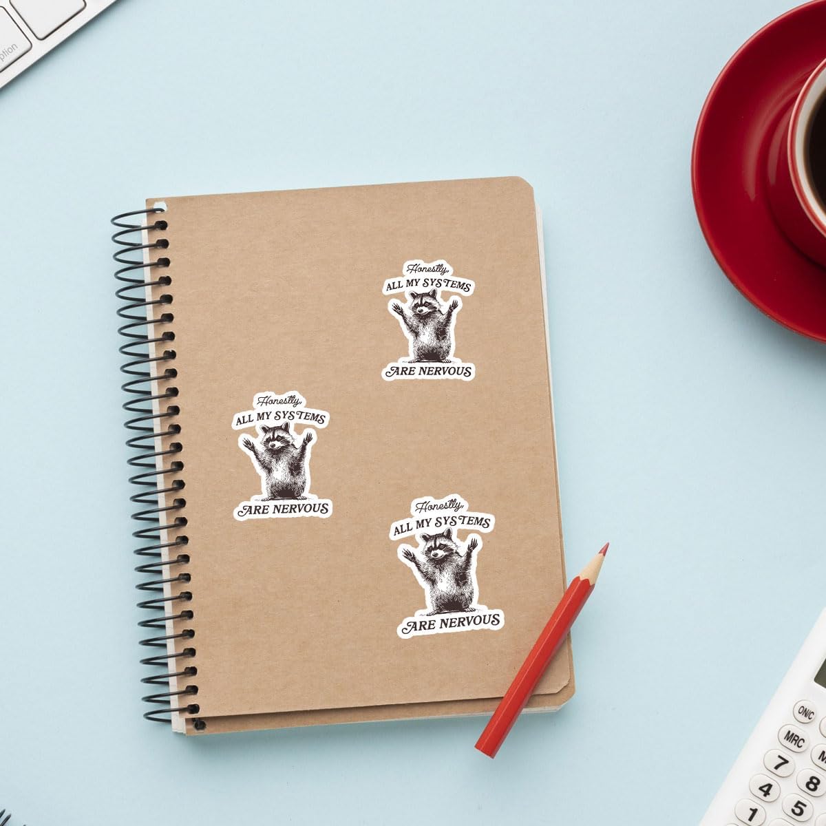 3Pcs Honestly, All My Systems are Nervous Sticker All of My Systems are Nervous Stickers Sarcastic Anxiety Bookish Gift Mental Health Funny Raccoon Decal for Laptop Bottle Phone Car Hard Hat 3"