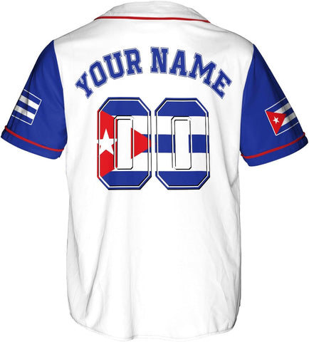 AOVL Personalized Cuba Baseball Jersey Shirt Cuba Flag Jersey Cuban Jersey for Men and Women Jersey Cuban Cuba Flag Shirt