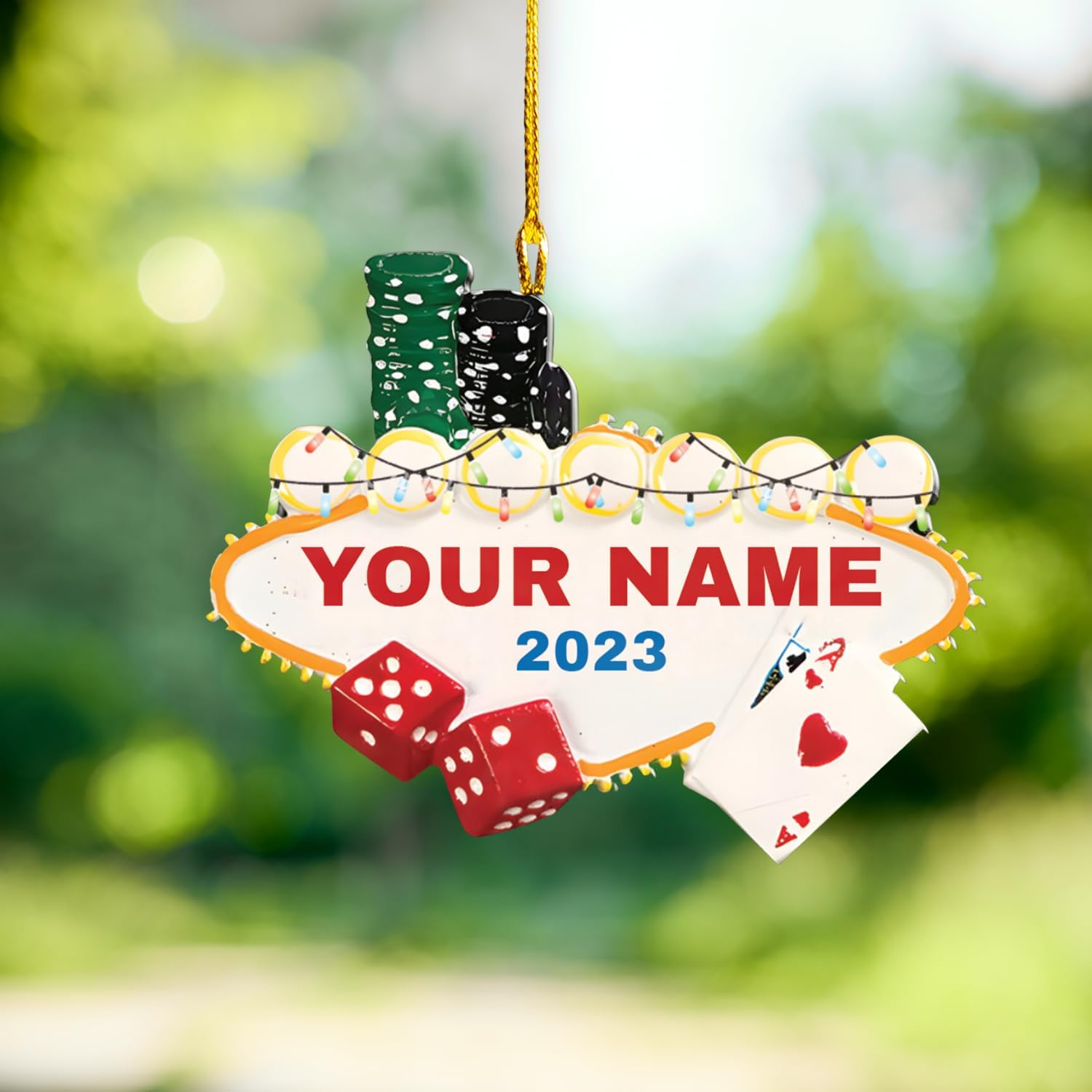 Personalized Poker Christmas Ornament 2024, Poker Player Ornament, Sport Keepsake Present, Playing Cards Deck Wood Game Ornaments, Poker Aces Cards Chips Gambling Ornament (Poker 1)