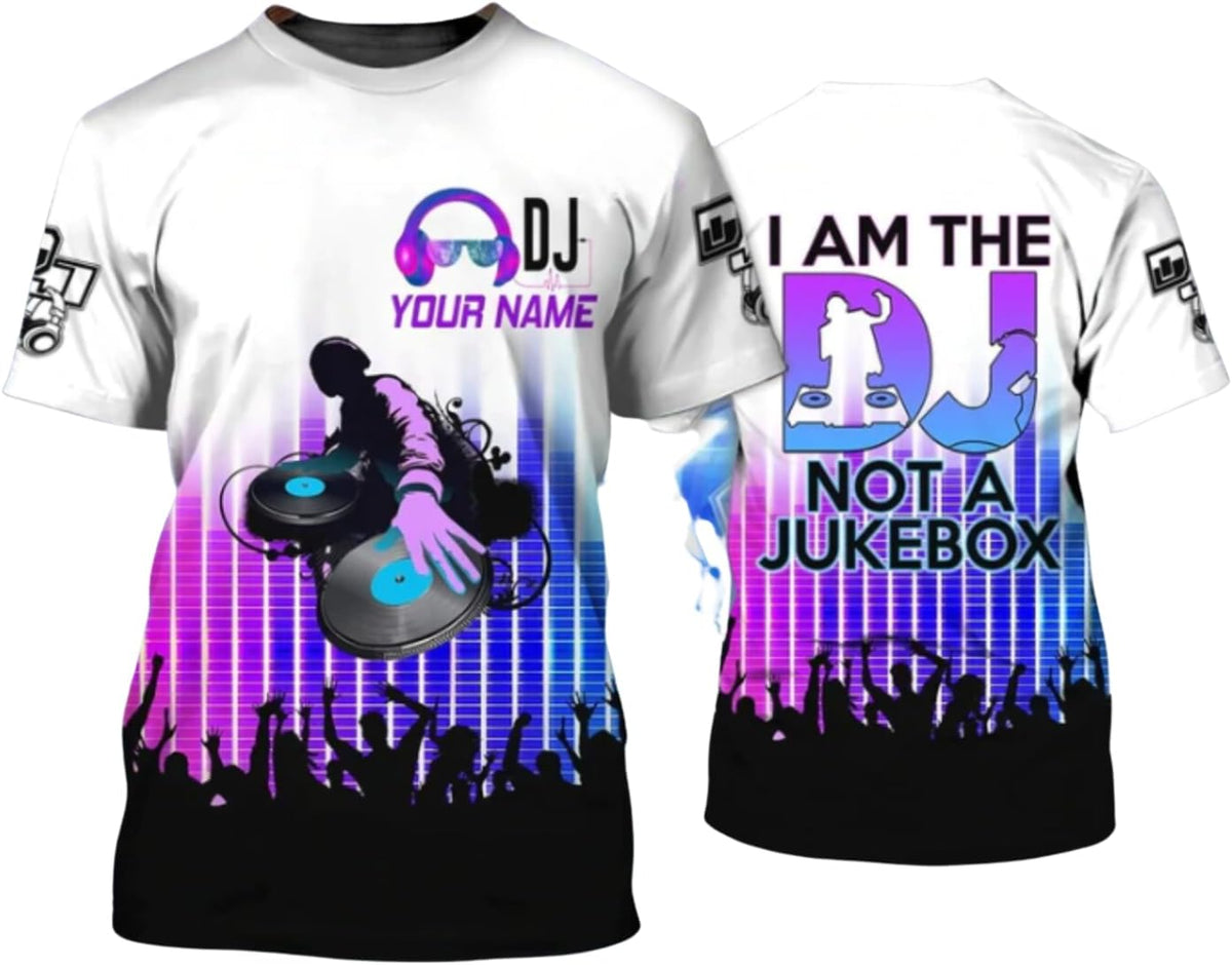 MAPrints Personalized DJ 3D T-Shirts, Custom DJ Shirt with Name, DJ Gifts for Men EDM Music Festival Clothing, Gift for DJ
