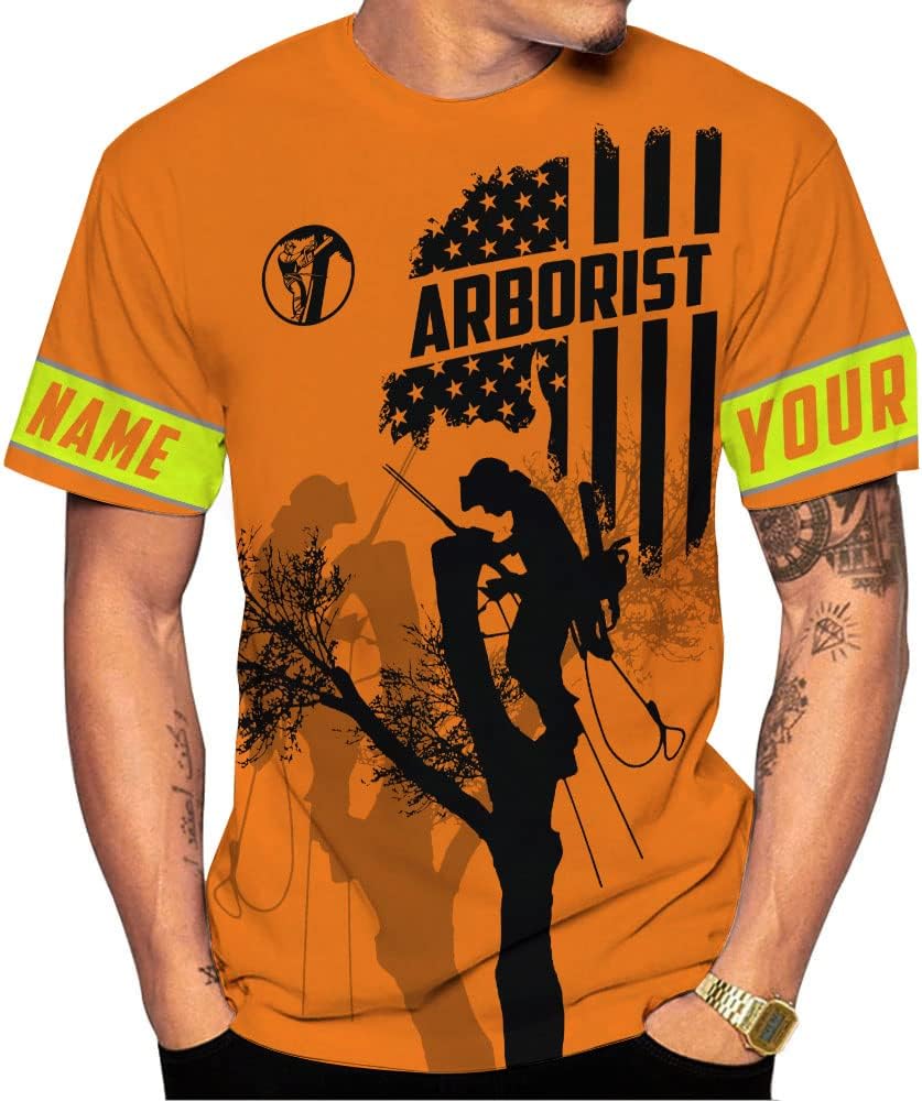 Personalized Arborist T-Shirt 3D, Woodworker Shirt, Mens Tree Climber Shirt