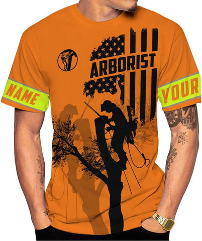 Personalized Arborist T-Shirt 3D, Woodworker Shirt, Mens Tree Climber Shirt
