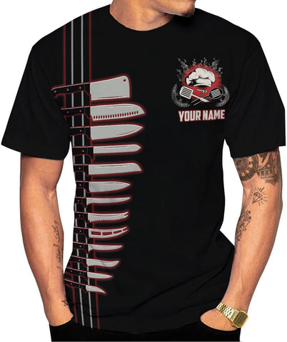 Custom Chef Shirt Chef Shirts for Men Gifts for Master Chef Lovers Custom Chef T Shirts for Men Funny 3D Chef Shirts for Men