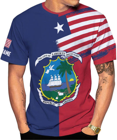 MoonArt Personalized Liberia Shirts Liberian Coat of Arms Flag Liberia 3D Shirts Liberia Liberian Pride Gift