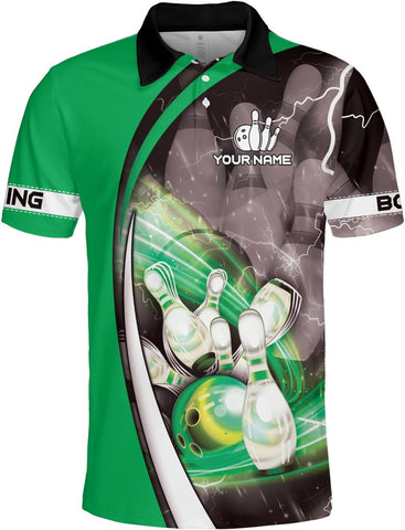 Custom Bowling Polo Shirt Personalized 3D Team Name Bowling Shirts for Men Women Jersey Unisex Bowler Short Sleeve Gift Tee