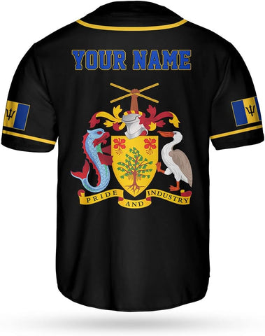 Podagree Personalized Barbados Baseball Jersey Shirt, Bajan Flag Jersey, Barbados Jersey for Men and Women Jersey Bajan