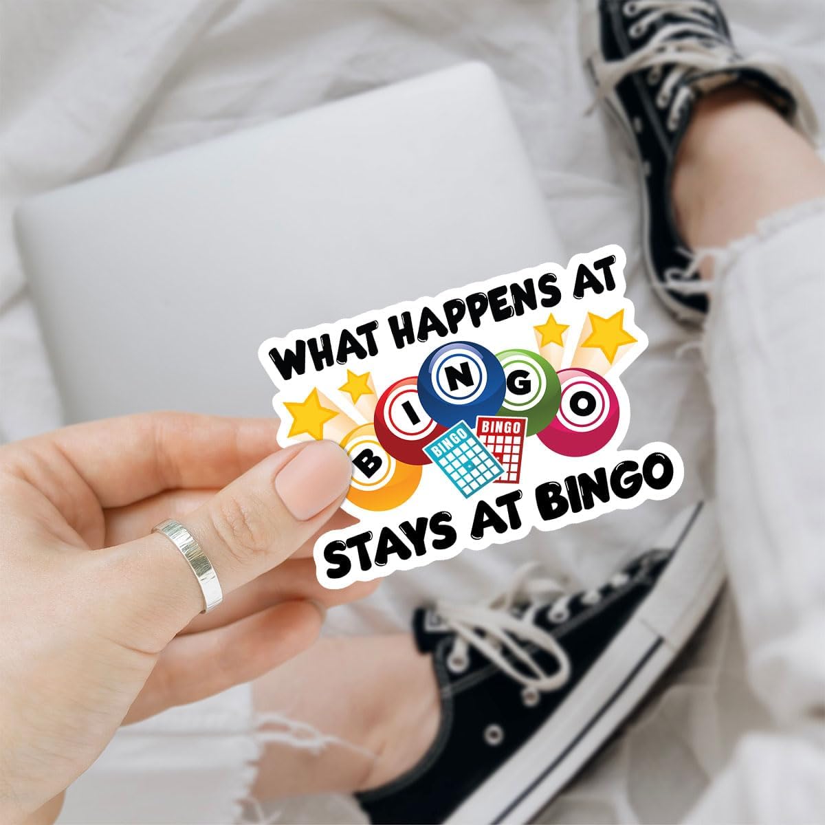 3Pcs What Happens at Bingo Stays at Bingo Sticker Funny Bingo Games Bingo Player Bingo Lover Gift Stickers What Happens at Bingo Stays at Bingo Decal for Laptop Bottle Phone Car Hard Hat 3"x3"