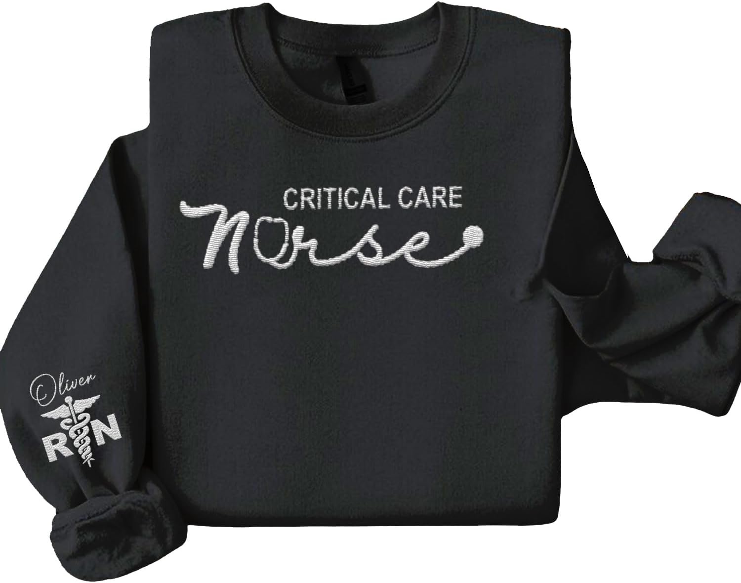 Suseaz Personalized Embroidered Nurse Sweatshirt, Custom Name Nurse Sweatshirt, Gift For Nurse, Women, Nursing School Shirt