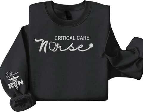 Suseaz Personalized Embroidered Nurse Sweatshirt, Custom Name Nurse Sweatshirt, Gift For Nurse, Women, Nursing School Shirt