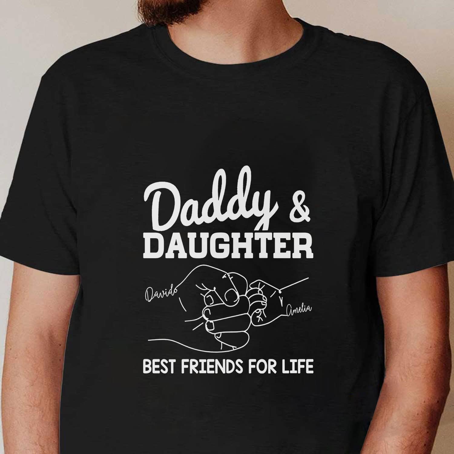 Personalized Dad Shirt Father's Day Matching Tee Set Gift for Dad and Child Daddy Tshirt Baby Onesie Shirt Gifts for Father (Dad & Daughter)