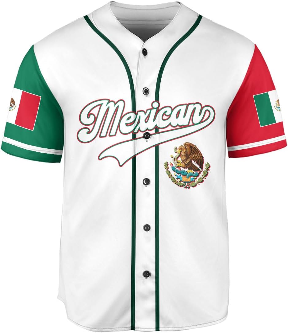 RoyalBro Personalized Mexico Baseball Jersey, Mexican Jersey for Men & Women, Mexican Flag Jersey, Mexico Shirt Camisas