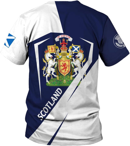Custom Scotland Shirts for Men Scottish Rampant Lion Scotland Coat of Arms Banner T-Shirt Lion Scottish Pride Gift Shirts 3D