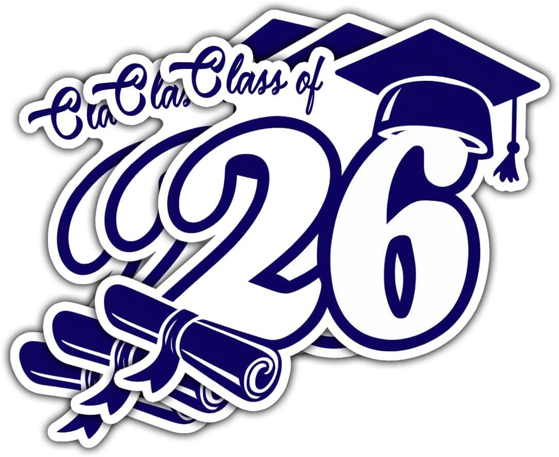 3 Pcs Senior 2026 Sticker, Class of 2026 Sticker, 2026 Senior Stickers, Graduation 2026 Stickers for Laptop Water Bottle Phone Car Window Helmet Vinyl Decal 3 Inches (Class of 2026)