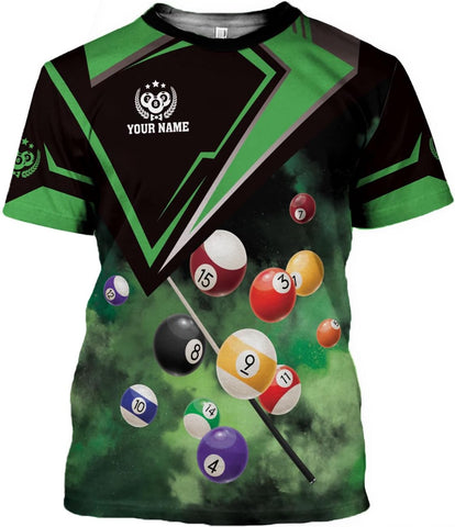 Pretyprints Personalized 3D Billiard Shirt Custom Name Men Women Team Apparel Pool 8 Ball Flag Tshirt Billiards Shirts Gift