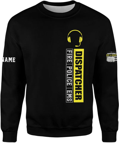 Personalized Name Dispatcher Thin Yellow Line US Flag Dispatcher T-Shirt, Custom Name Dispatcher T Shirts for Men and Women