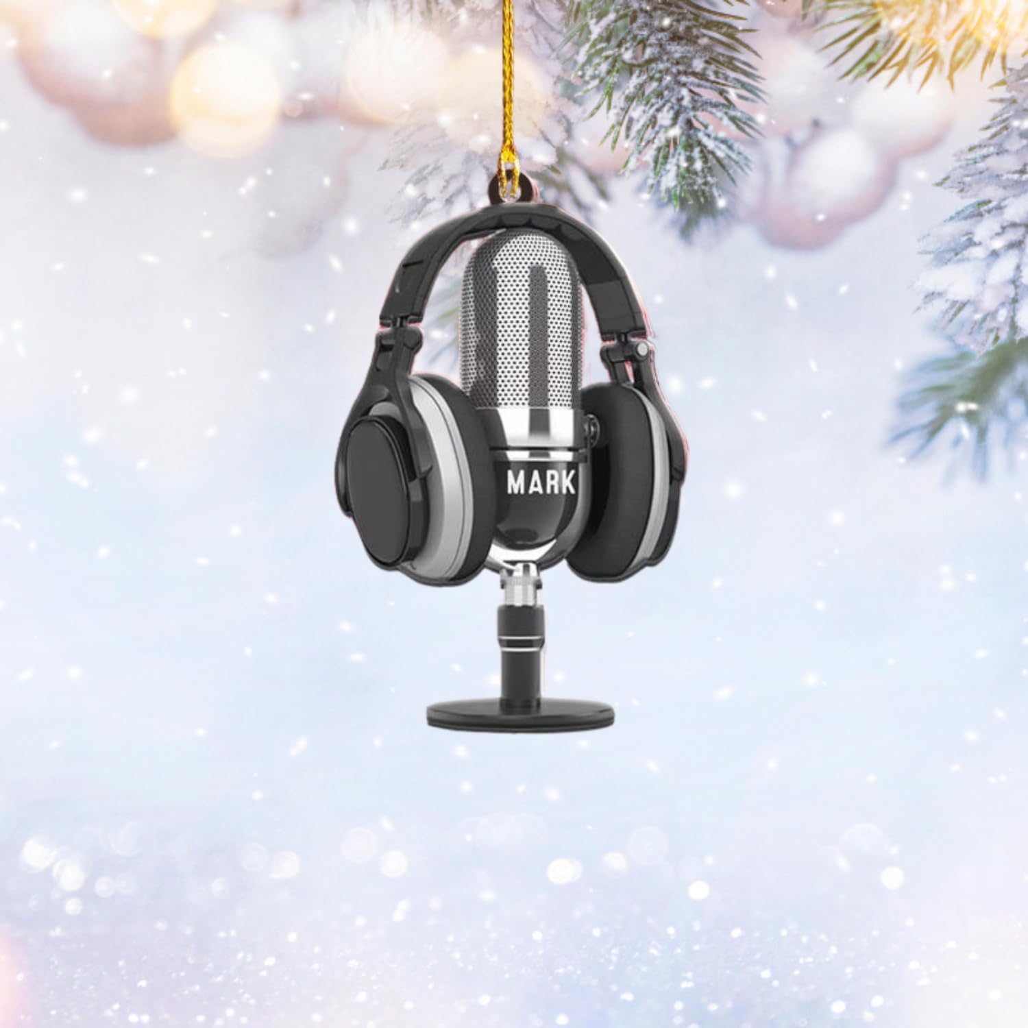 Personalized Microphone Ornament 2024 Singing Christmas Ornament Microphone Christmas Ornament Singing Ornament Concert Christmas Ornament Music Symbol Ornament (Acrylic, Style 7)