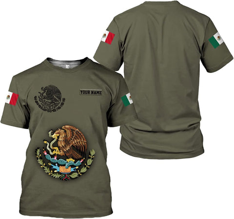 RoyalBro Personalized Mexico Shirt, Camisas de Mexico Customized Mexican Shirts Mexican Flag Mexico 3D Shirt for Men Women