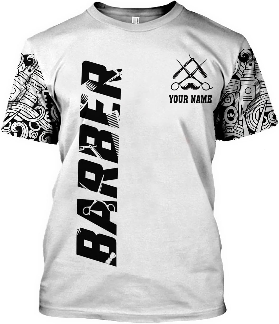 Vybonz Personalized Name Barber Gift for Barber 3D All Over Printed Shirts Gift for Men and Women