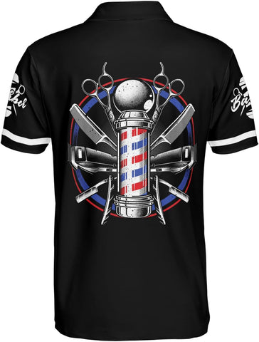 Woseprints Personalized Polo Shirts, Barber Shop Gifts for Men for Barbers