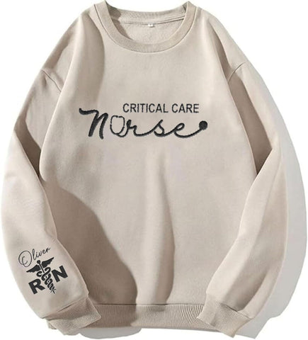 Suseaz Personalized Embroidered Nurse Sweatshirt, Custom Name Nurse Sweatshirt, Gift For Nurse, Women, Nursing School Shirt