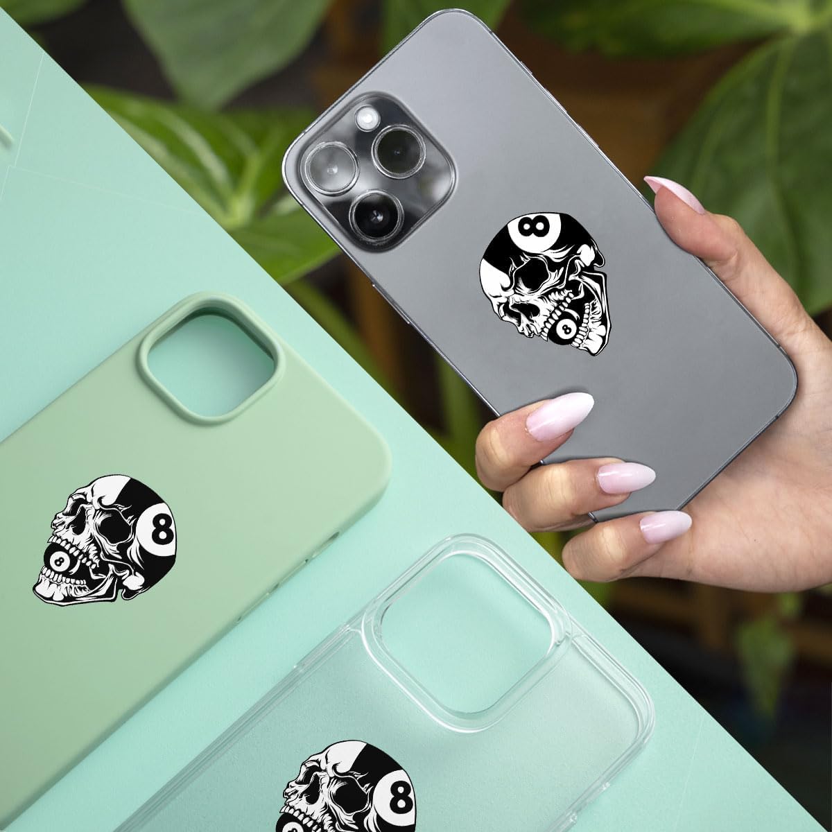 (3Pcs) Billiard Sticker, 8 Ball Skull Decals, Cool 8 Ball Decal, Pool Stickers and Decals, Billiards 8 Ball Black Sticker Bumper - Stickers for Laptop Water Bottle Phone Car Window Helmet 3 Inches