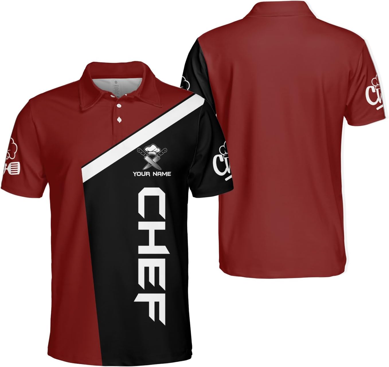Personalized Chef 3D Polo Shirt, Custom Chef 3D All Over Print for Men Women, Gifts for Chef, Chef Uniform, Chef Shirt