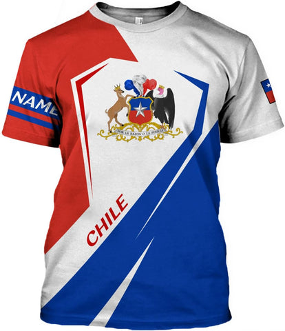 Personalized Name Chile Shirts for Men and Women, Chile Chilean Flag Pride Gift T-Shirt, Chilean Map and Flag