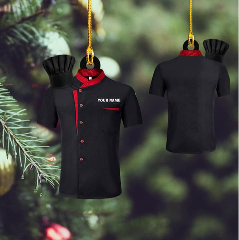 MoonArt Personalized Chef Black Shirt Ornament Christmas Chefs Hat Ornaments for Tree Chiefs O36 Multi-colored