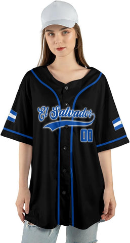 Personalized Name El Salvador Baseball Jersey Shirt El Salvador Flag Shirt Men Salvadorans Pride Jersey El Salvadoreña Tshirt