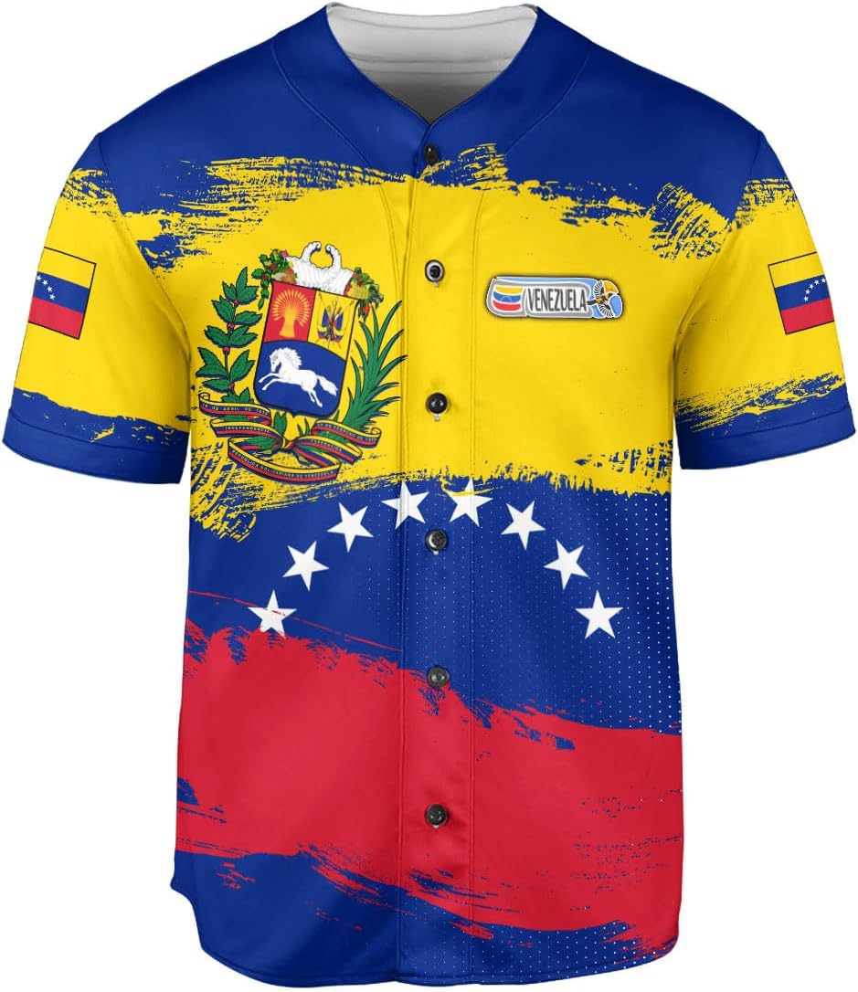 Custom Venezuela Jerseys for Men Venezuela Flag T-Shirt Venezuela Coat of Arms Shirt Venezuelan Pride Venezuela Flag Jerseys