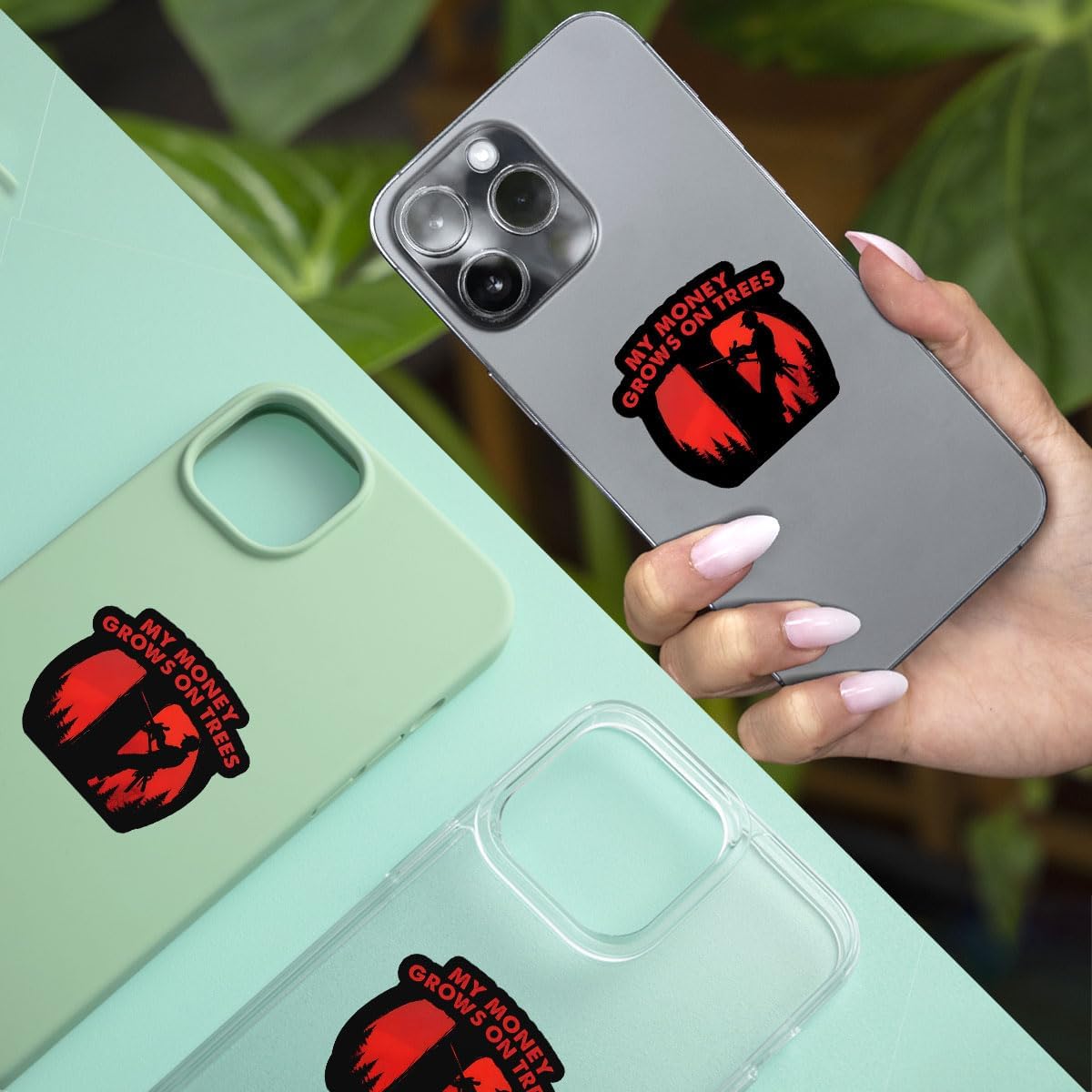 (3Pcs) My Money Grows On Trees Sticker Funny Arborist Tree Climber Logger Decal, Arborist Sticker, Chainsaw Tree Arborist Stickers - Stickers for Laptop Water Bottle Phone Car Window Helmet 3"