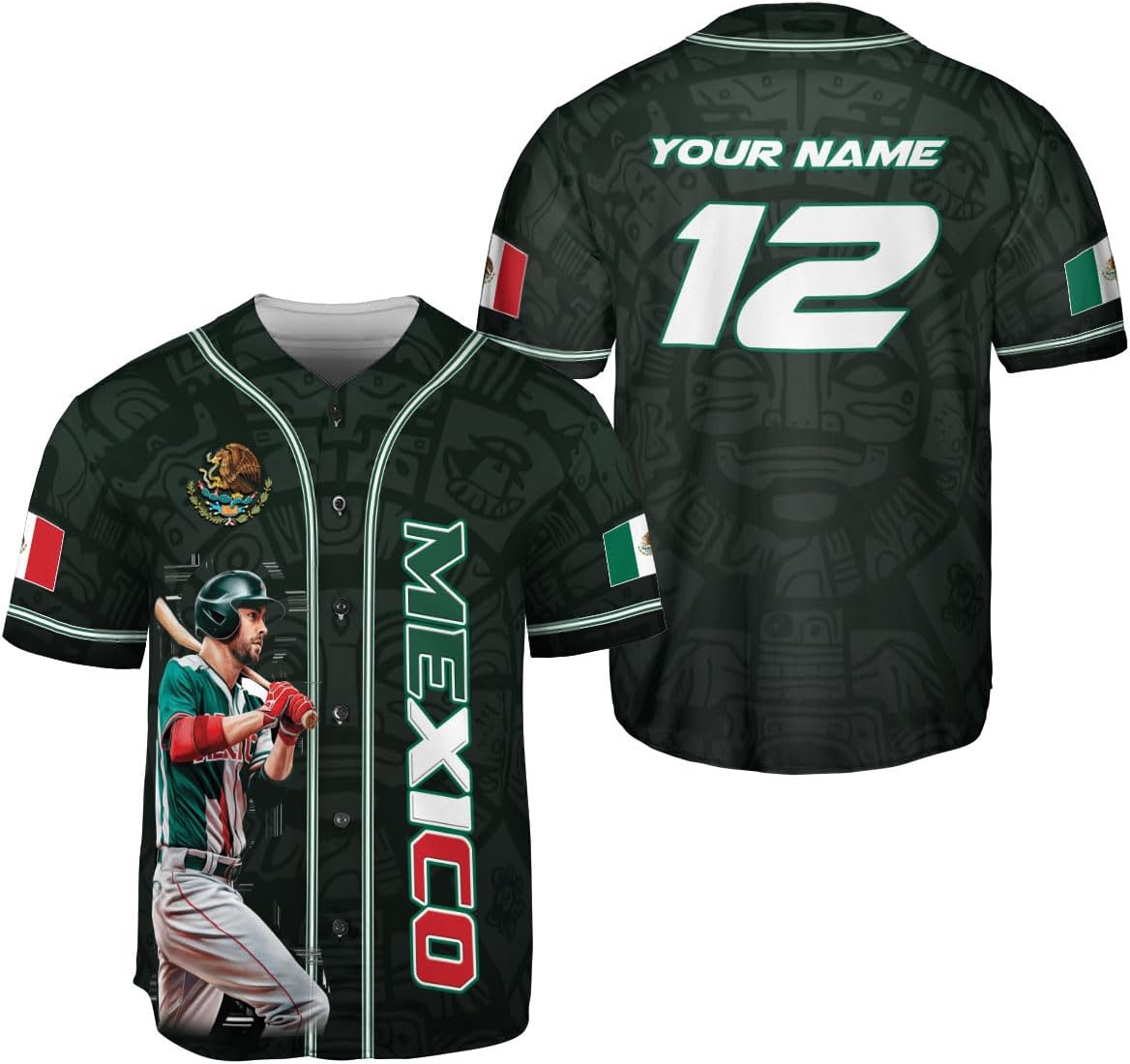 Mostprints Custom Mexico Baseball Jerseys Mexican Eagle & Flag Shirt for Teams, Mexico Shirts for Men & Women Size S-5XL