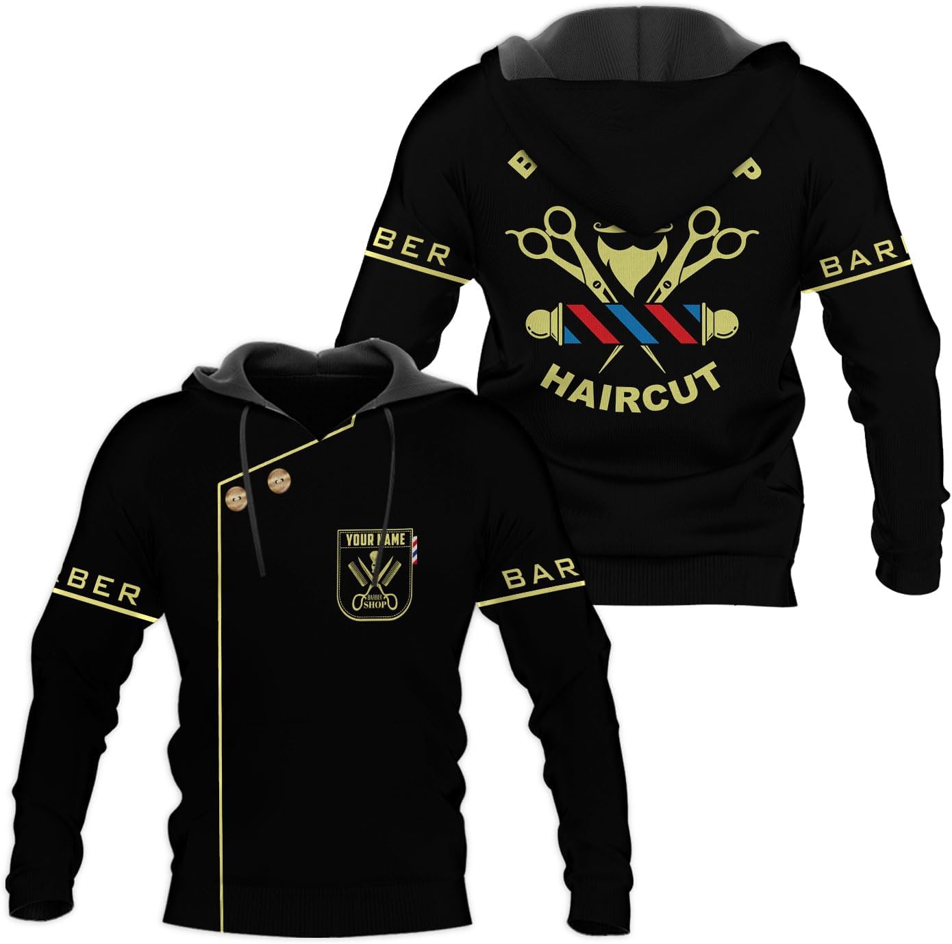 Custom 3D Barber Shirt for Men Women Gift Personalized Hair Stylist Tee Barbershop Apparel Hairdresser Printed Uniform