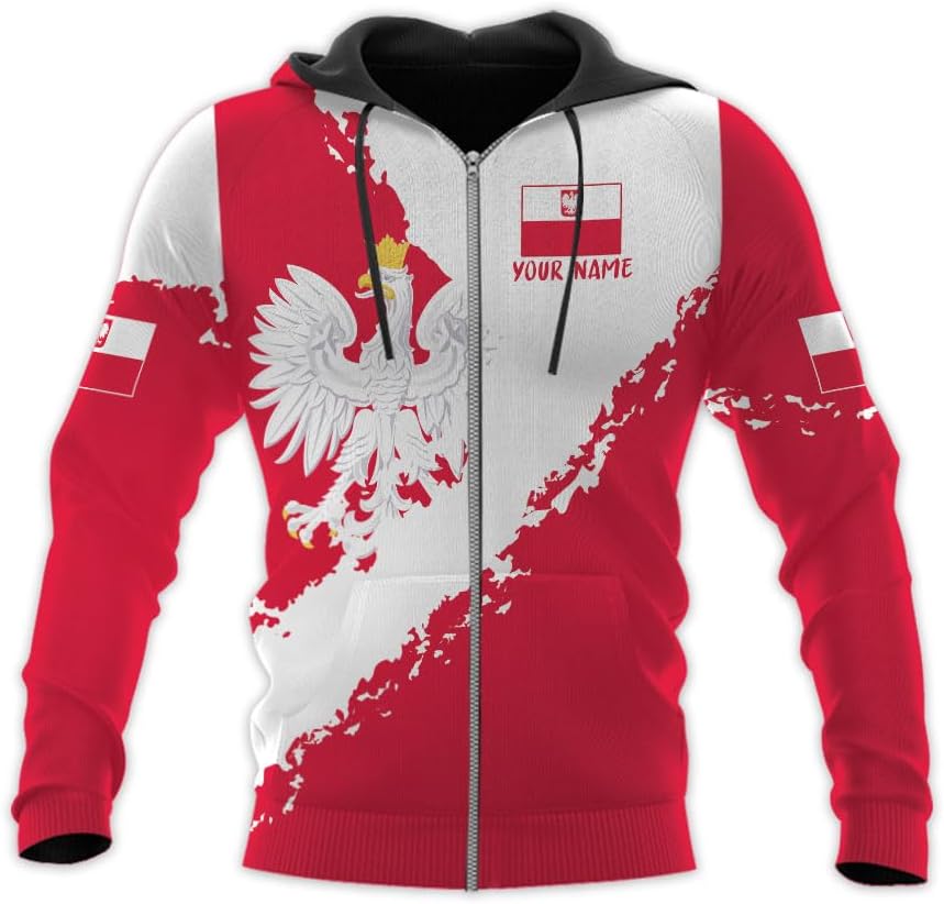 Vybonz Personalized Poland Hoodie Women & Men 3D, Poland Pride Shirt Polish Eagle