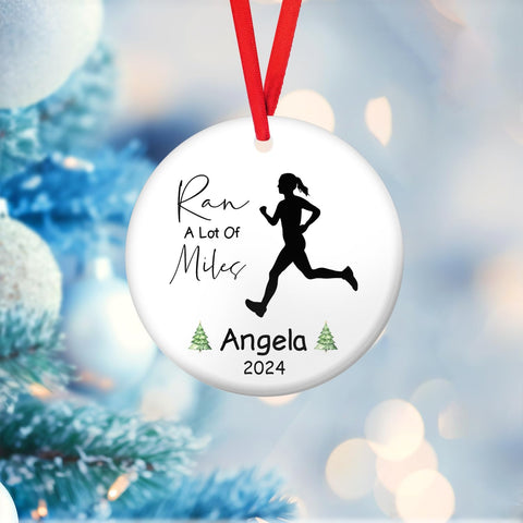 Personalized Running Ornament, Half Marathon Runner Ornament, Cross Country Christmas Ornament, Track and Field Christmas Ornaments for Runners Girl Shoes Ornament Gift for Athletes Running Man (RN20)