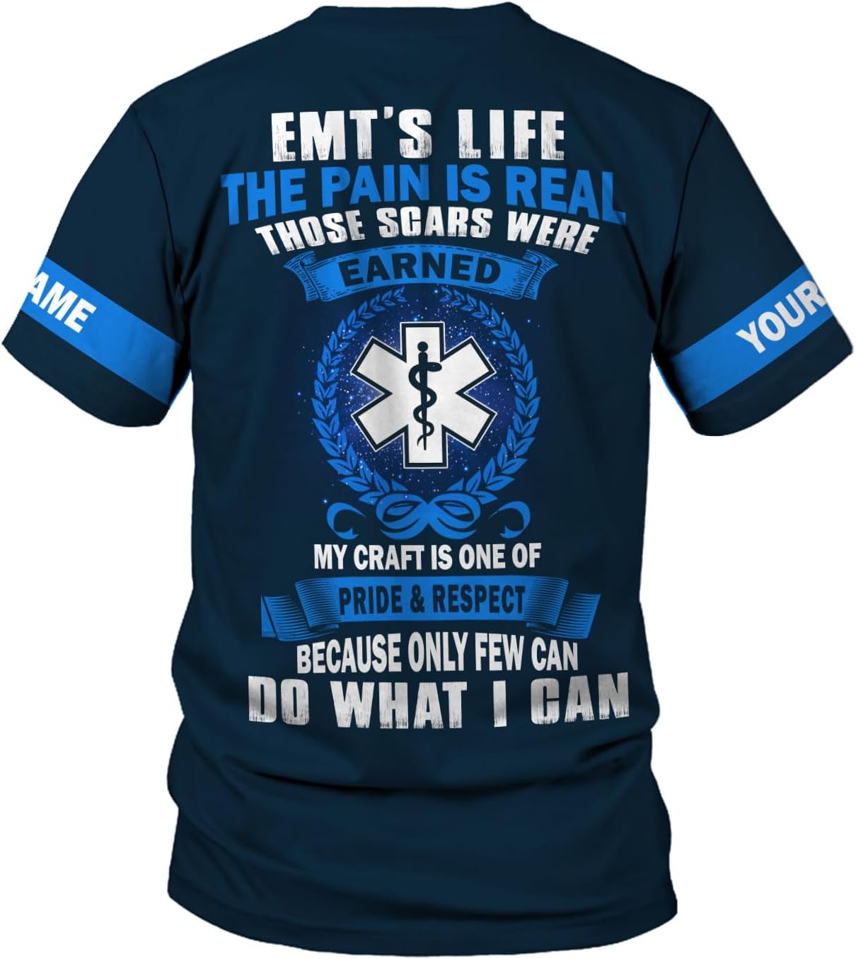 MAPrints Personalized Name EMS 3D Shirt, Emergency Medical Service T-Shirt, Parademic EMT EMS Shirt Size S-5XL for Men Women