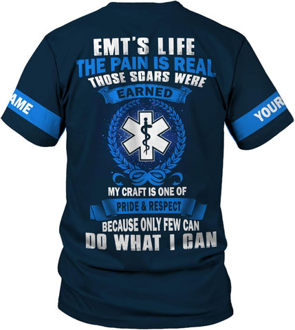 MAPrints Personalized Name EMS 3D Shirt, Emergency Medical Service T-Shirt, Parademic EMT EMS Shirt Size S-5XL for Men Women