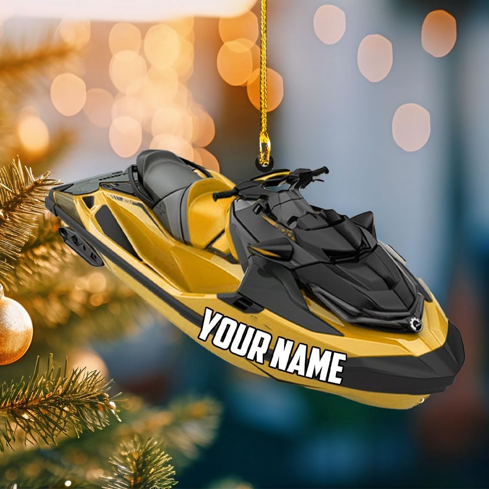 Podagree Personalized Pontoon Boat Ornament, Pontoon Christmas Ornament, Pontoon Boat Christmas Car Ornament, Pontoon Boat, Custom Pontoon String Light Ornament (WB9)