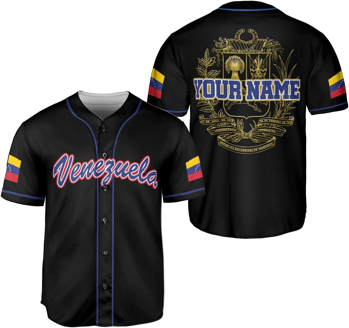 Personalized Name Venezuela Baseball Jersey Shirt, Venezuela Jersey for Men and Women Baseball Jersey Shirt Unisex S-5XL